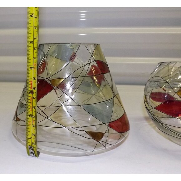 PartyLite Mosaic Calypso Jar Glass Candle Shade Vase & Lampshade Set Abstract - Picture 5 of 12